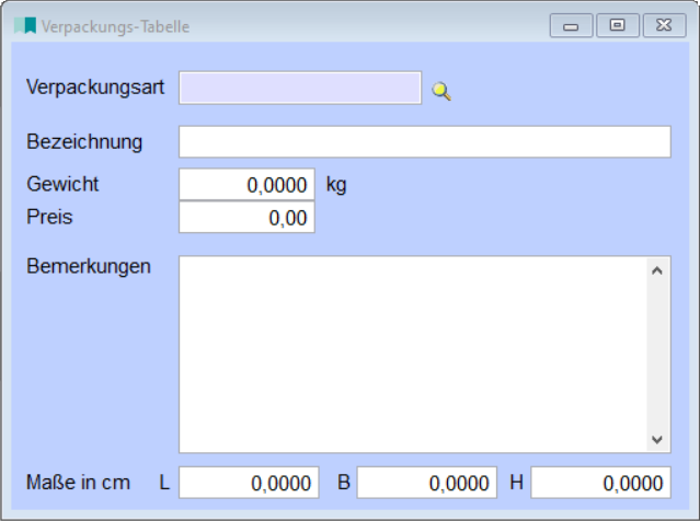 VerpackungsTabelle