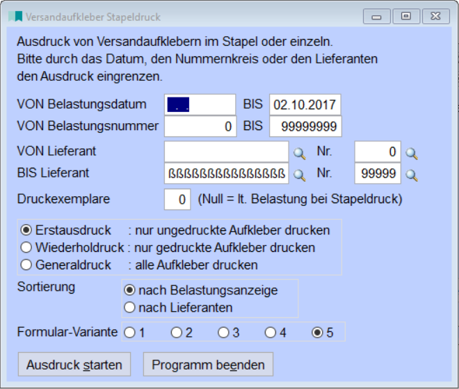 VersandaufkleberStapeldruckBestellungen