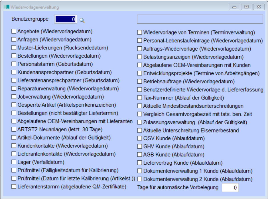 Wiedervorlageverwaltung